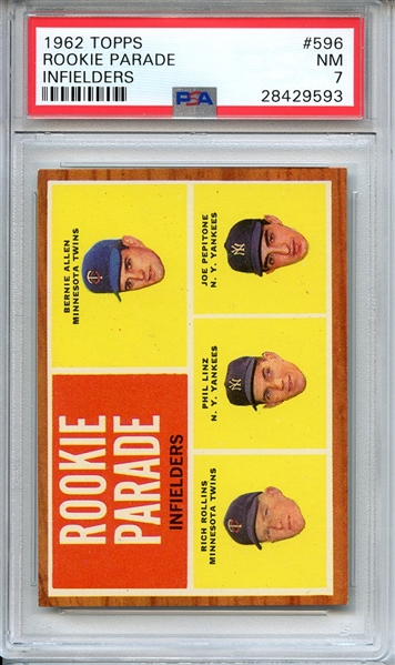 1962 TOPPS 596 ROOKIE PARADE INFIELDERS PSA NM 7