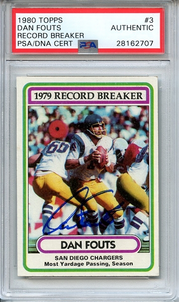 Dan Fouts Signed 1980 Topps RB Football Card PSA/DNA