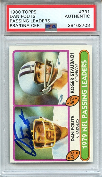 Dan Fouts Signed 1980 Topps Passing Leaders Football Card PSA/DNA