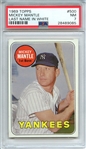 1969 TOPPS 500 MICKEY MANTLE LAST NAME IN WHITE PSA NM 7