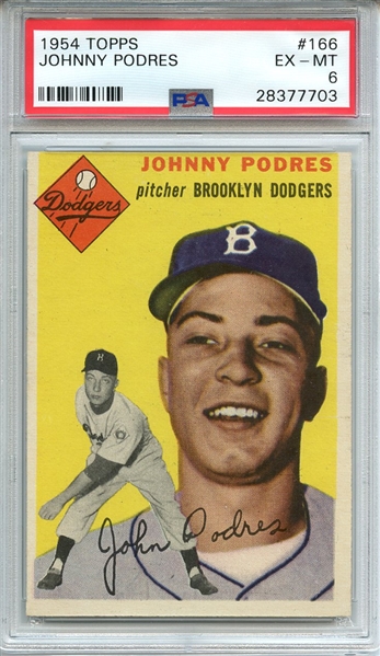 1954 TOPPS 166 JOHNNY PODRES PSA EX-MT 6