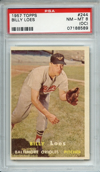 1957 TOPPS 244 BILLY LOES PSA NM-MT 8 (OC)