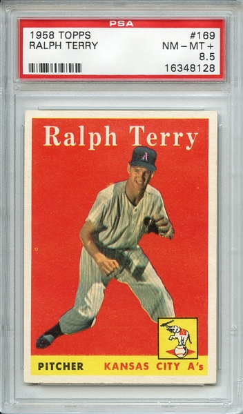 1958 TOPPS 169 RALPH TERRY PSA NM-MT+ 8.5