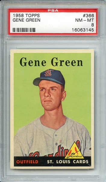 1958 TOPPS 366 GENE GREEN PSA NM-MT 8
