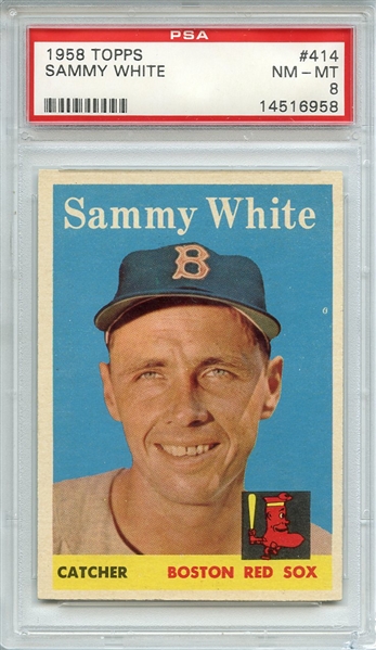 1958 TOPPS 414 SAMMY WHITE PSA NM-MT 8
