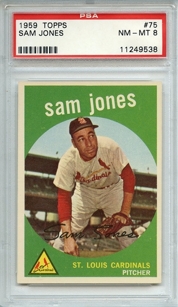1959 TOPPS 75 SAM JONES PSA NM-MT 8