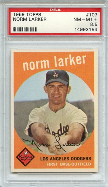 1959 TOPPS 107 NORM LARKER PSA NM-MT+ 8.5