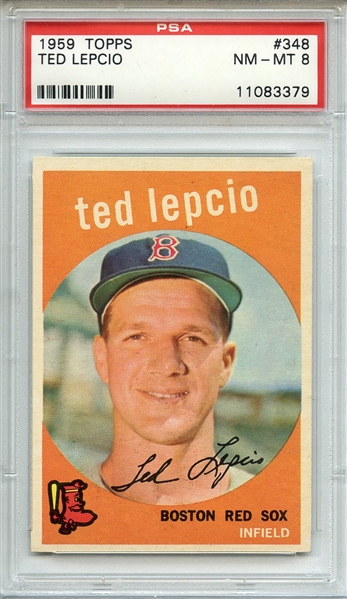 1959 TOPPS 348 TED LEPCIO PSA NM-MT 8