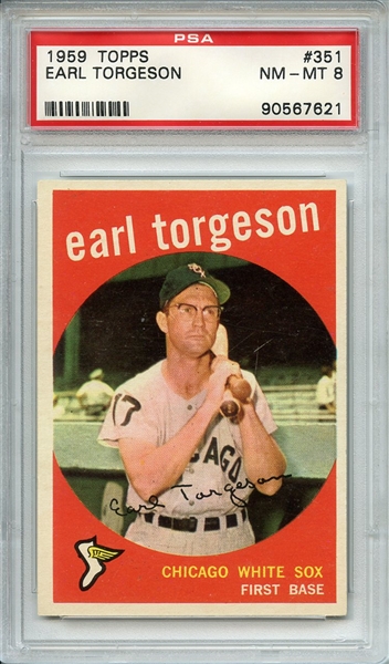 1959 TOPPS 351 EARL TORGESON PSA NM-MT 8