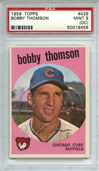 1959 TOPPS 429 BOBBY THOMSON PSA MINT 9 (OC)