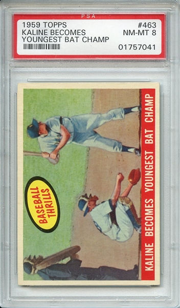 1959 TOPPS 463 KALINE BECOMES YOUNGEST BAT CHAMP PSA NM-MT 8
