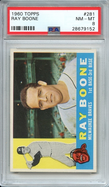 1960 TOPPS 281 RAY BOONE PSA NM-MT 8