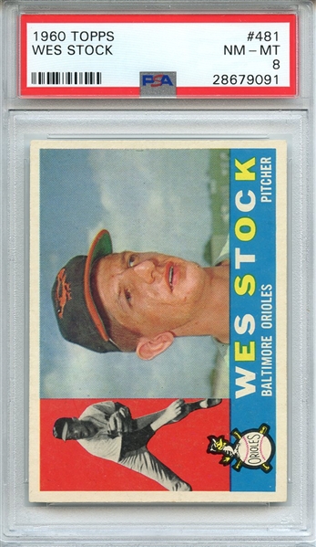 1960 TOPPS 481 WES STOCK PSA NM-MT 8