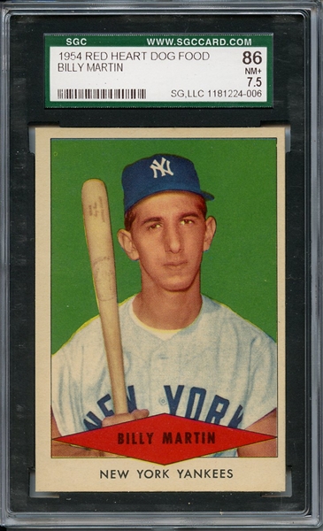 1954 RED HEART BILLY MARTIN SGC NM+ 86 / 7.5