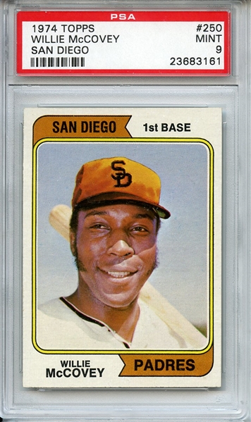 1974 TOPPS 250 WILLIE McCOVEY SAN DIEGO PSA MINT 9