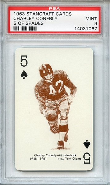 1963 STANCRAFT PLAYING CARDS CHARLEY CONERLY 5 OF SPADES PSA MINT 9