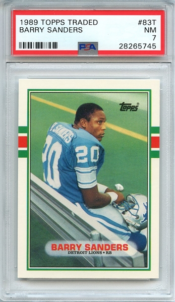 1989 TOPPS TRADED 83T BARRY SANDERS RC PSA NM 7