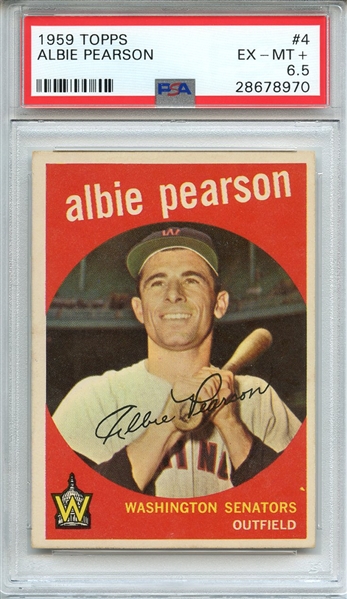 1959 TOPPS 4 ALBIE PEARSON PSA EX-MT+ 6.5