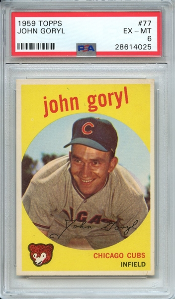 1959 TOPPS 77 JOHN GORYL PSA EX-MT 6