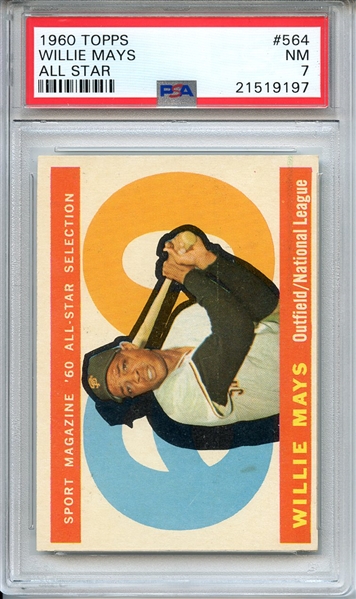 1960 TOPPS 564 WILLIE MAYS ALL STAR PSA NM 7