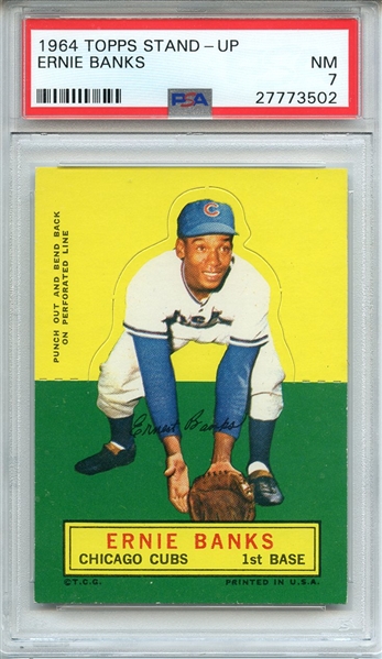 1964 TOPPS STAND-UP ERNIE BANKS PSA NM 7