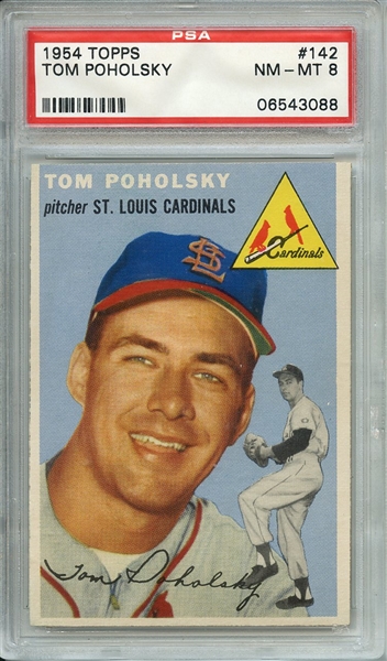 1954 TOPPS 142 TOM POHOLSKY PSA NM-MT 8