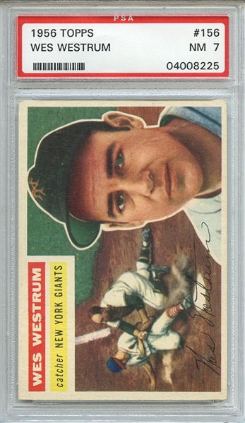 1956 TOPPS 156 WES WESTRUM GRAY BACK PSA NM 7