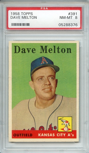 1958 TOPPS 391 DAVE MELTON PSA NM-MT 8