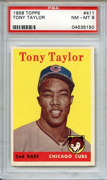 1958 TOPPS 411 TONY TAYLOR PSA NM-MT 8