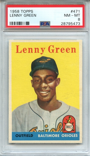 1958 TOPPS 471 LENNY GREEN PSA NM-MT 8
