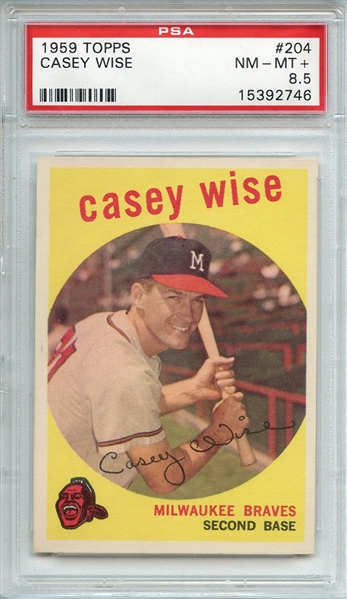 1959 TOPPS 204 CASEY WISE PSA NM-MT+ 8.5