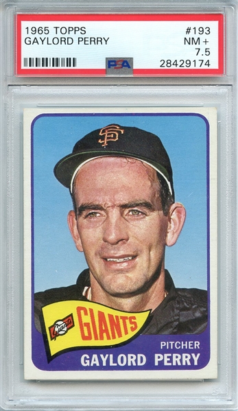 1965 TOPPS 193 GAYLORD PERRY PSA NM+ 7.5