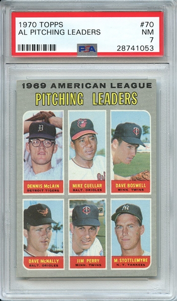 1970 TOPPS 70 AL PITCHING LEADERS PSA NM 7