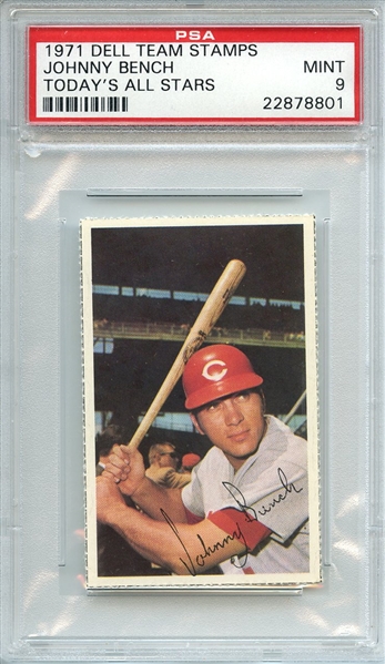 1971 DELL TODAY'S TEAM STAMPS JOHNNY BENCH TODAY'S ALL STARS PSA MINT 9