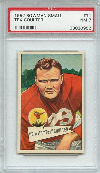 1952 BOWMAN SMALL 71 TEX COULTER PSA NM 7