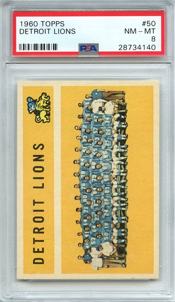 1960 TOPPS 50 DETROIT LIONS PSA NM-MT 8