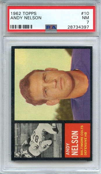1962 TOPPS 10 ANDY NELSON PSA NM 7