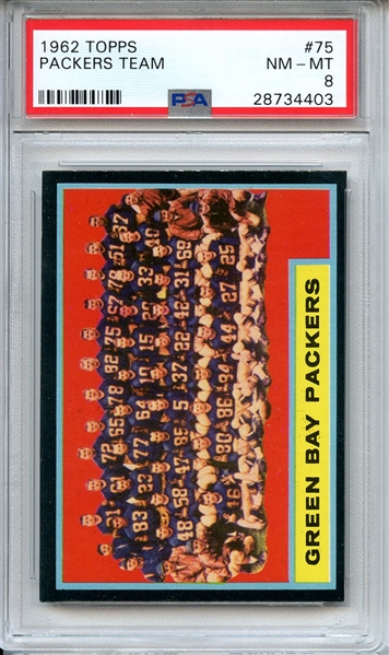 1962 TOPPS 75 PACKERS TEAM PSA NM-MT 8