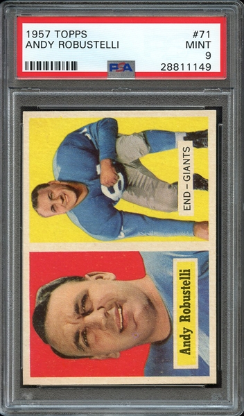 1957 TOPPS 71 ANDY ROBUSTELLI PSA MINT 9