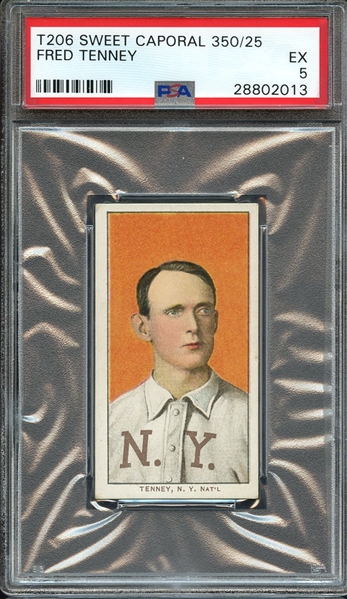 1909-11 T206 SWEET CAPORAL 350/25 FRED TENNEY PSA EX 5