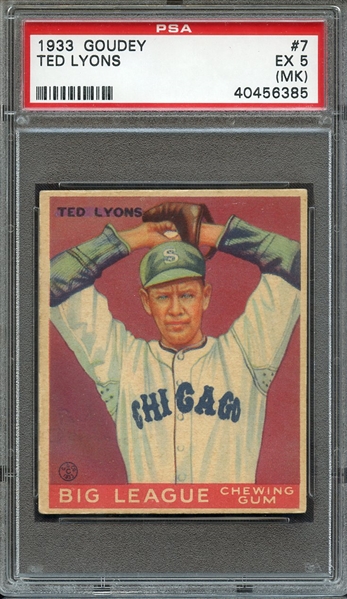 1933 GOUDEY 7 TED LYONS PSA EX 5 (MK)