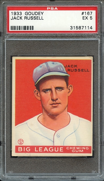 1933 GOUDEY 167 JACK RUSSELL PSA EX 5