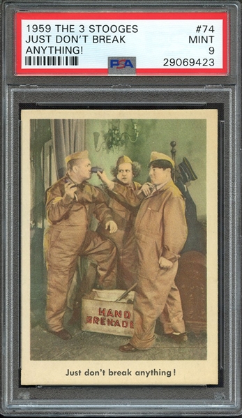 1959 THE 3 STOOGES 74 JUST DON'T BREAK ANYTHING! PSA MINT 9