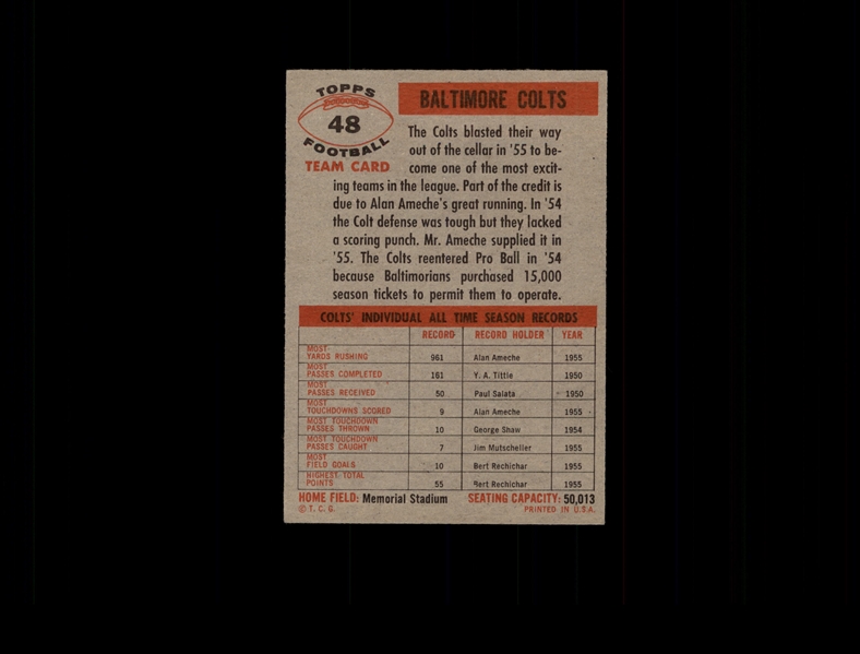 1956 Topps 48 Baltimore Colts EX #D686537