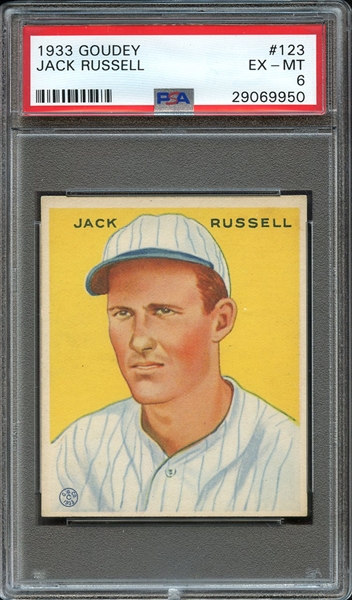 1933 GOUDEY 123 JACK RUSSELL PSA EX-MT 6