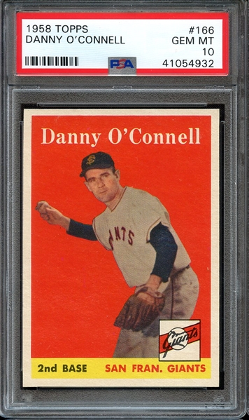 1958 TOPPS 166 DANNY O'CONNELL PSA GEM MT 10