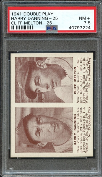 1941 DOUBLE PLAY HARRY DANNING-25 CLIFF MELTON-26 PSA NM+ 7.5