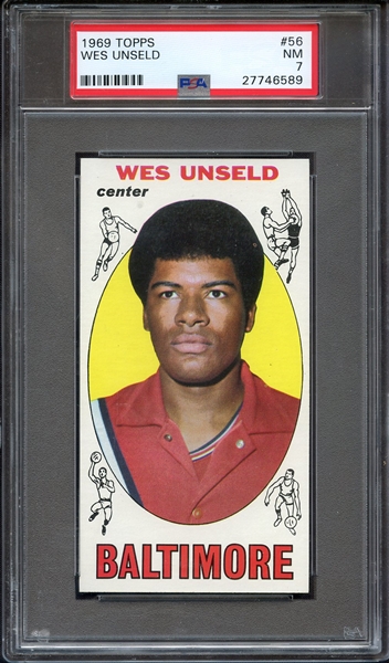 1969 TOPPS 56 WES UNSELD PSA NM 7