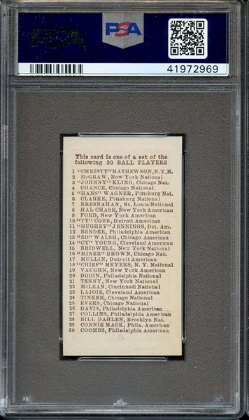 1910 E98 SET OF 30 FRANK CHANCE RED PSA NM-MT 8