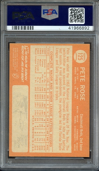 1964 TOPPS 125 PETE ROSE ALL-STAR ROOKIE PSA NM-MT 8